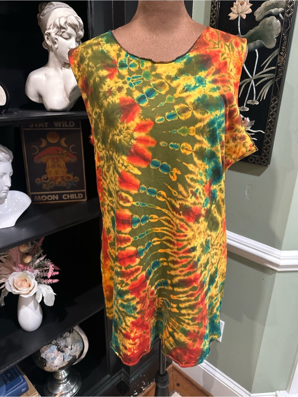 Karma Circle USA Sleeveless Dye Top – Multicolor Swirl – Size L/XL NWT